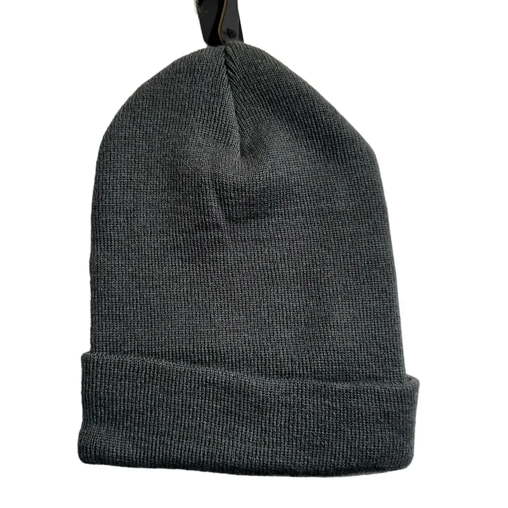NWT Adidas Mens Wide Cuff Fold Logo Beanie Dark Gray One Size